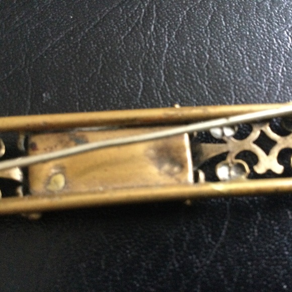 Gorgeous Antique Brooch Pin C Clasp Blue Stone Filagree Jewellry - Picture 5 of 10